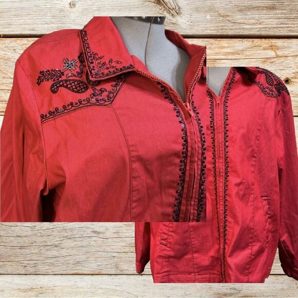 VICTOR COSTA OCCASION JACKET EMBELLISHED RODEO BOHO STYLE BLAZER W/ SPANDEX - Picture 2 of 13